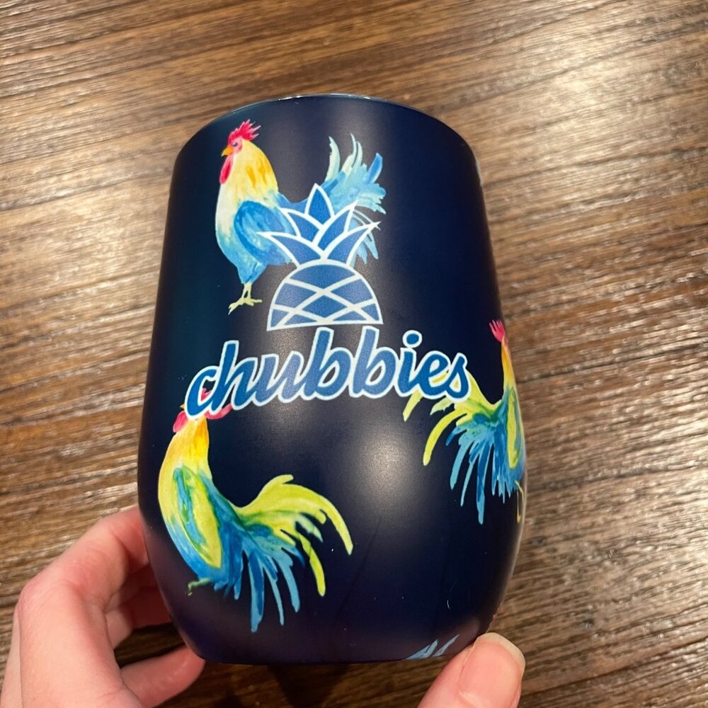 Chubbies Wine Tumbler Navy Rooster Fowl Plays Lid Insulated Farmhouse Chicken